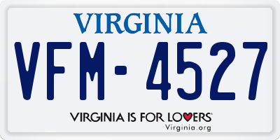VA license plate VFM4527