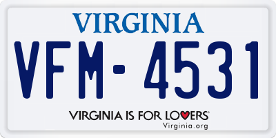 VA license plate VFM4531