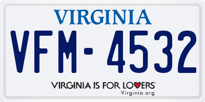 VA license plate VFM4532