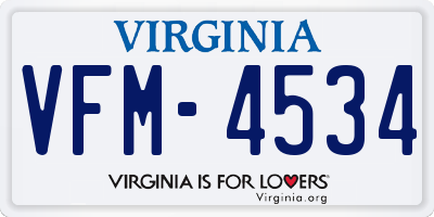 VA license plate VFM4534