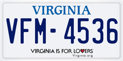 VA license plate VFM4536