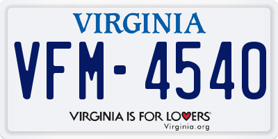 VA license plate VFM4540