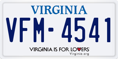 VA license plate VFM4541