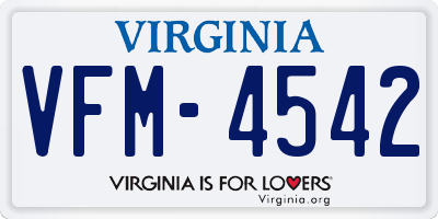 VA license plate VFM4542