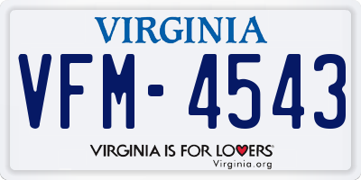 VA license plate VFM4543