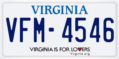 VA license plate VFM4546