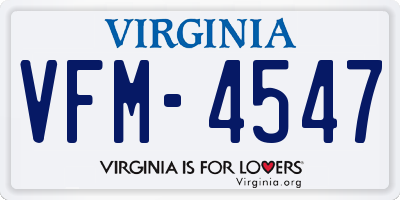 VA license plate VFM4547