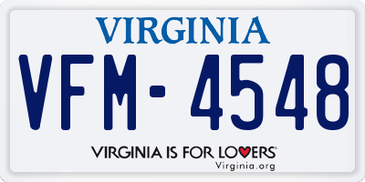 VA license plate VFM4548