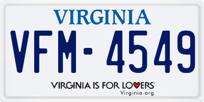 VA license plate VFM4549