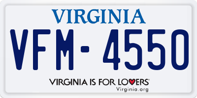 VA license plate VFM4550