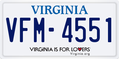 VA license plate VFM4551