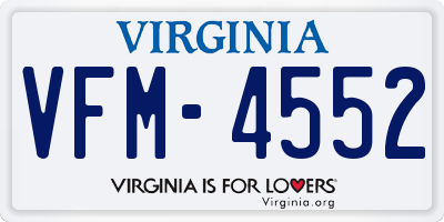 VA license plate VFM4552