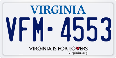 VA license plate VFM4553
