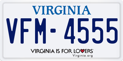 VA license plate VFM4555