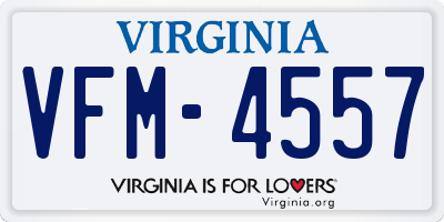 VA license plate VFM4557