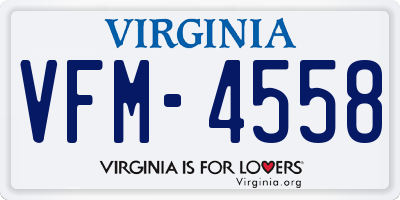 VA license plate VFM4558