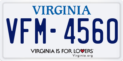 VA license plate VFM4560