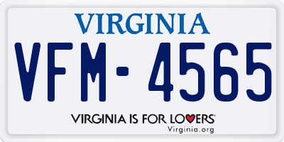 VA license plate VFM4565