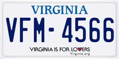 VA license plate VFM4566