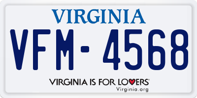 VA license plate VFM4568