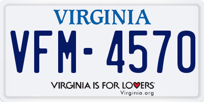 VA license plate VFM4570