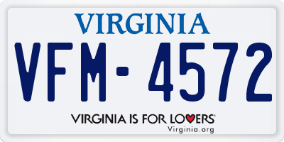 VA license plate VFM4572
