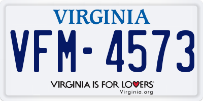 VA license plate VFM4573