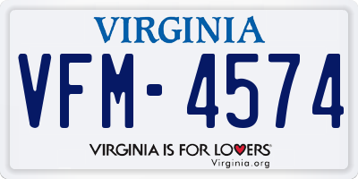 VA license plate VFM4574