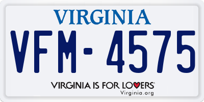 VA license plate VFM4575