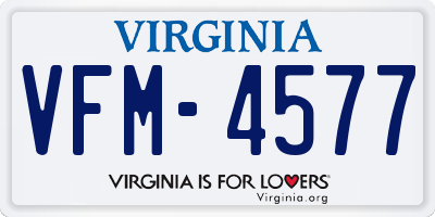 VA license plate VFM4577