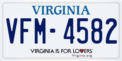 VA license plate VFM4582
