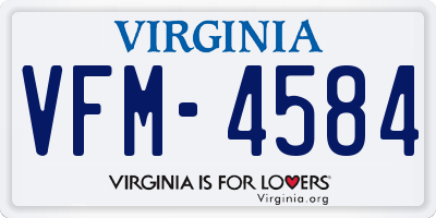 VA license plate VFM4584