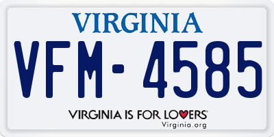 VA license plate VFM4585