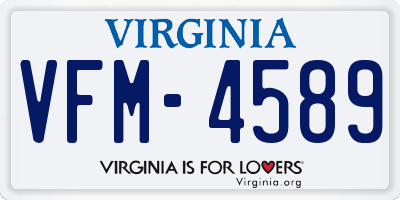 VA license plate VFM4589