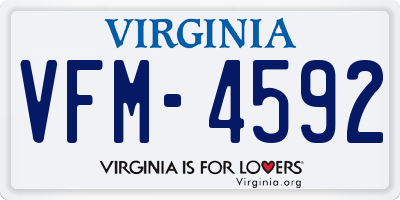 VA license plate VFM4592