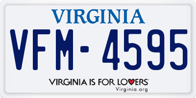 VA license plate VFM4595