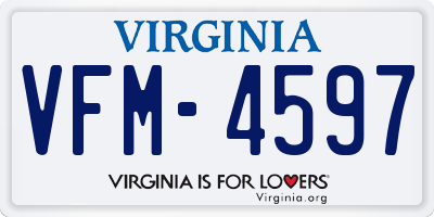 VA license plate VFM4597