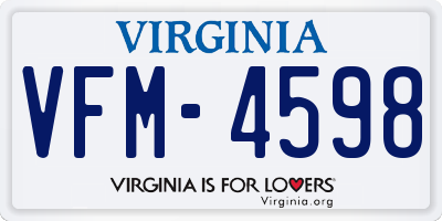 VA license plate VFM4598