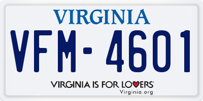 VA license plate VFM4601