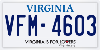 VA license plate VFM4603