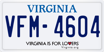 VA license plate VFM4604