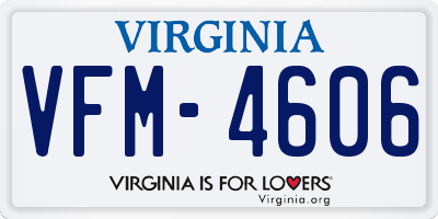 VA license plate VFM4606