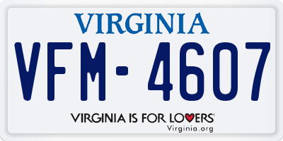 VA license plate VFM4607