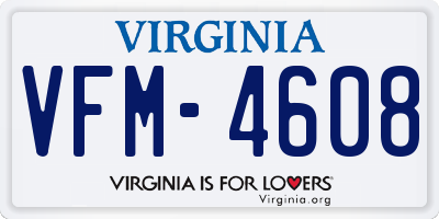 VA license plate VFM4608