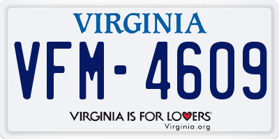 VA license plate VFM4609