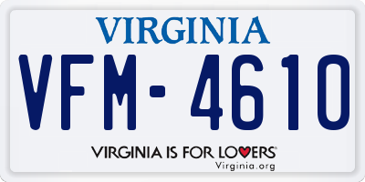 VA license plate VFM4610