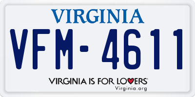 VA license plate VFM4611