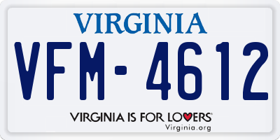 VA license plate VFM4612