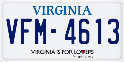 VA license plate VFM4613