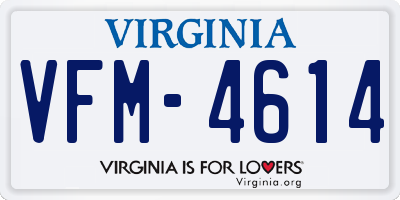 VA license plate VFM4614